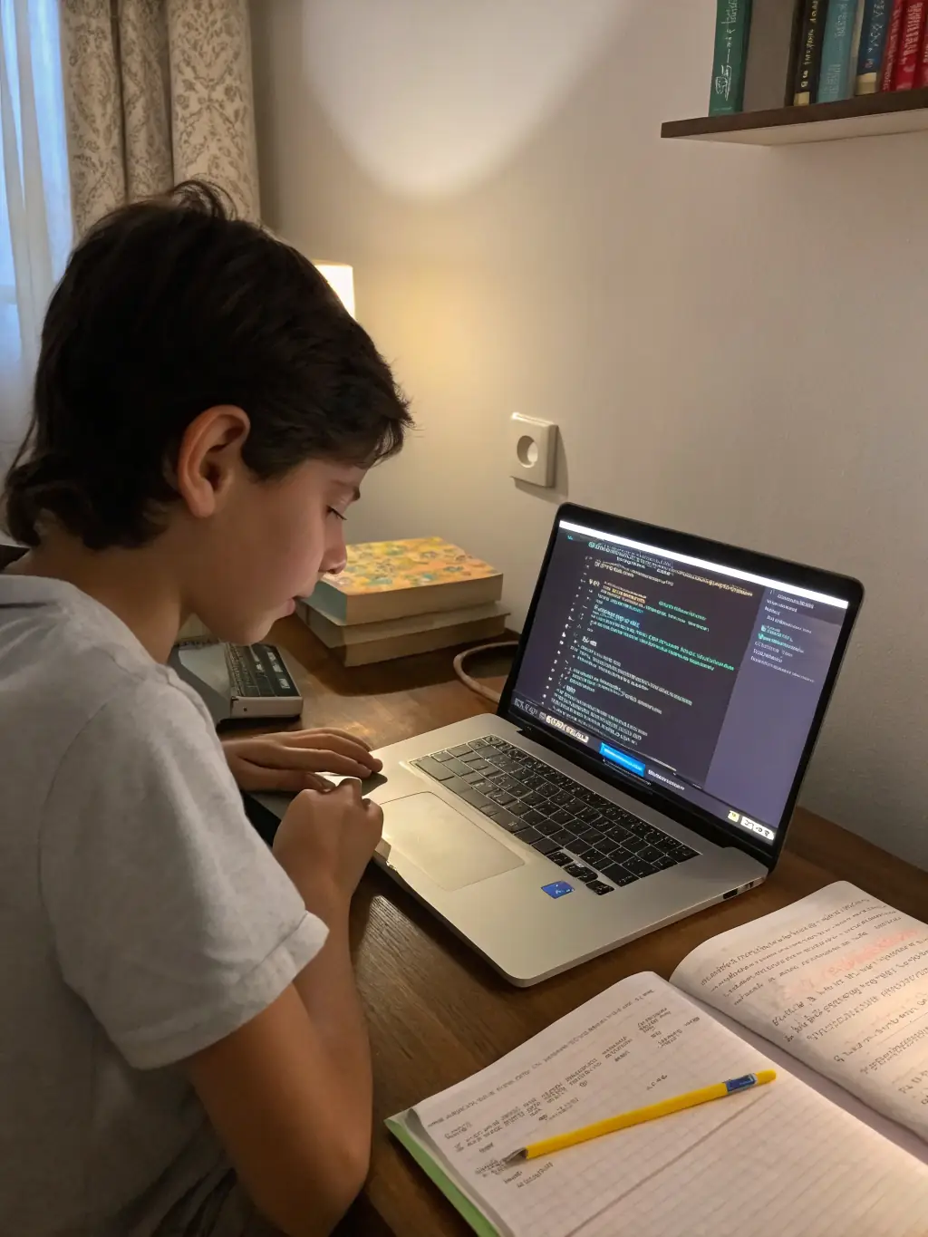 A focused image of a student successfully debugging code, symbolizing problem-solving skills gained from the course.